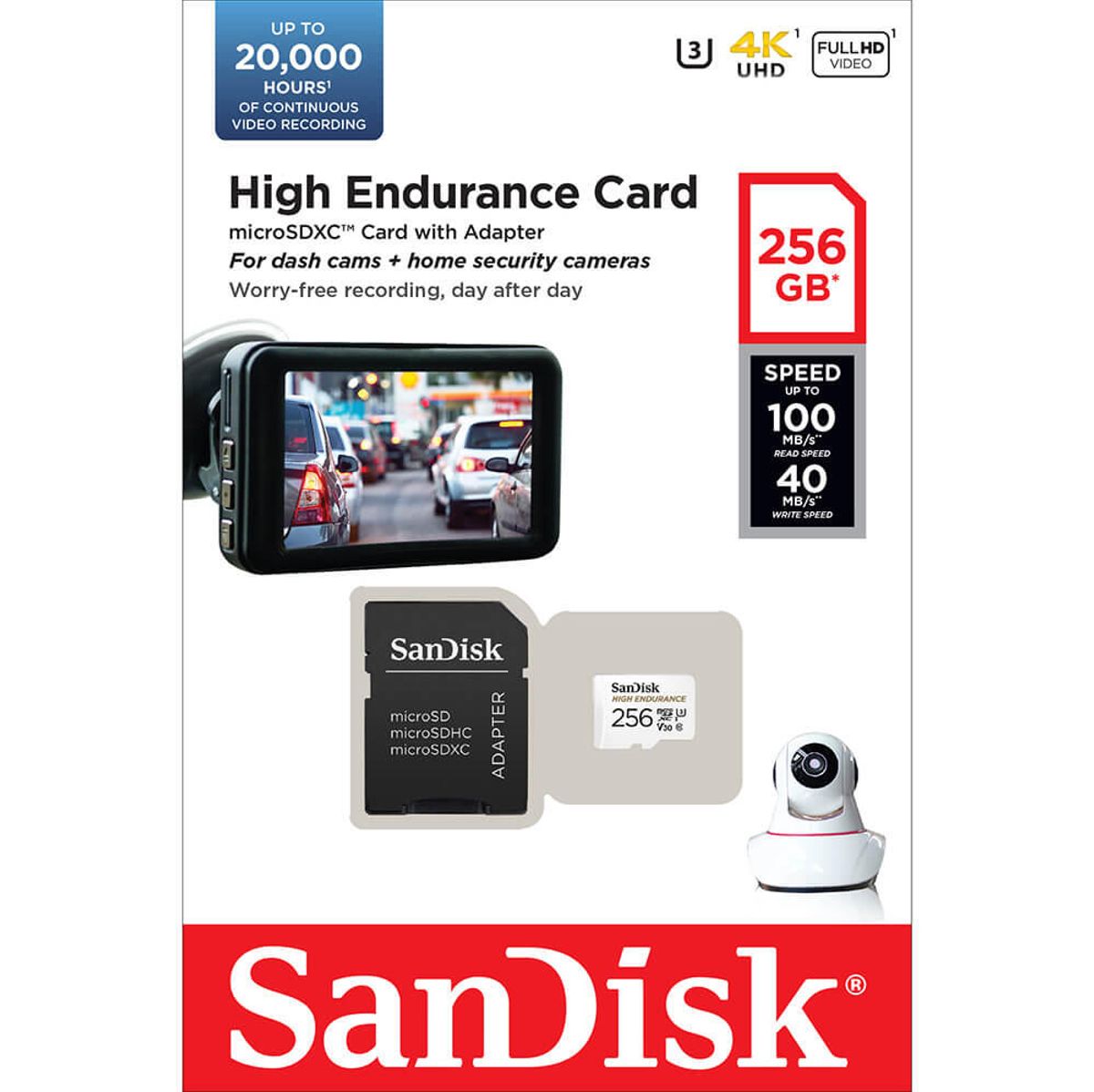 Sandisk 256GB High Endurance SD kort Designet for dashcam!